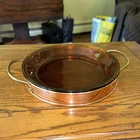 VTG  Anchor Hocking 460 Ovensafe Amber 9" inch Pie Plate W/ Copper Holder Rare