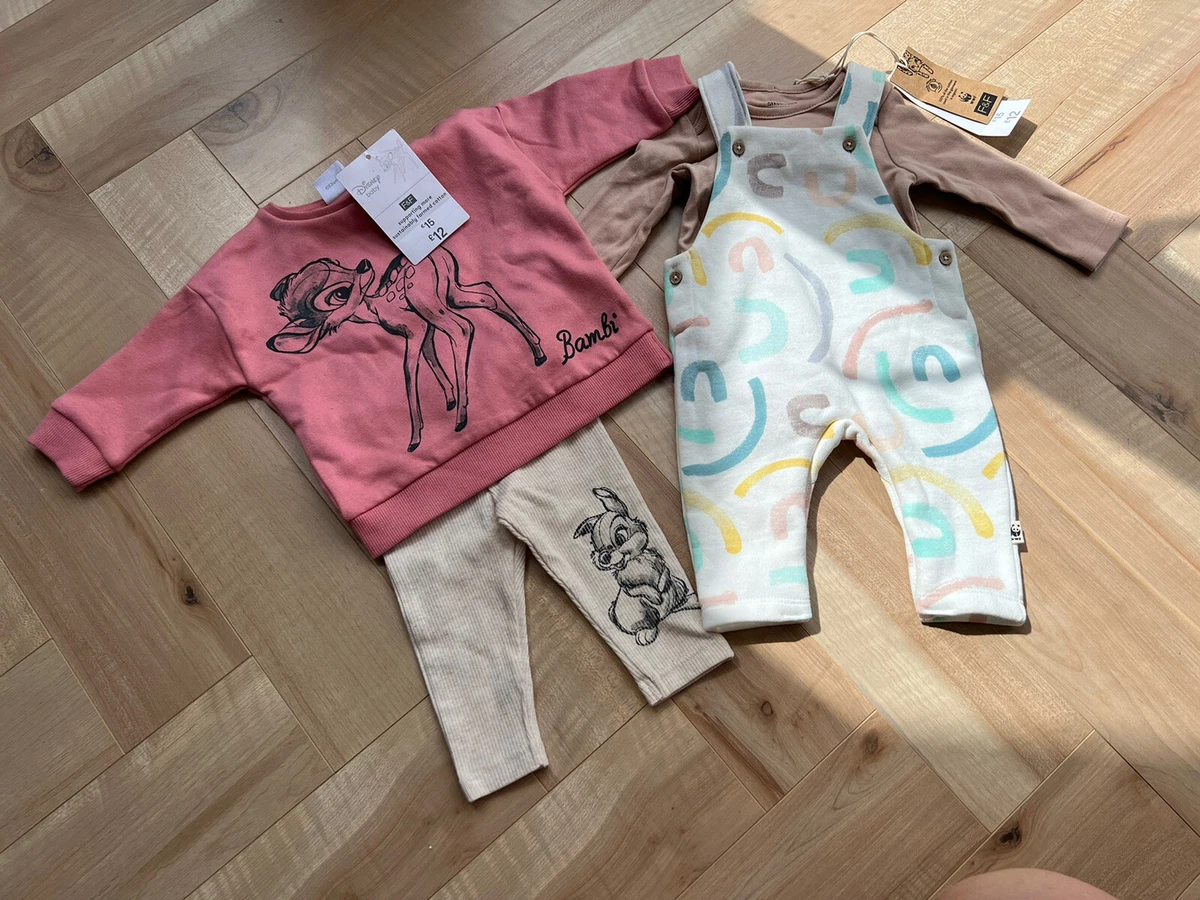 Tesco Baby WWF Dungarees Organic Cotton Disney Bambi Up To 3