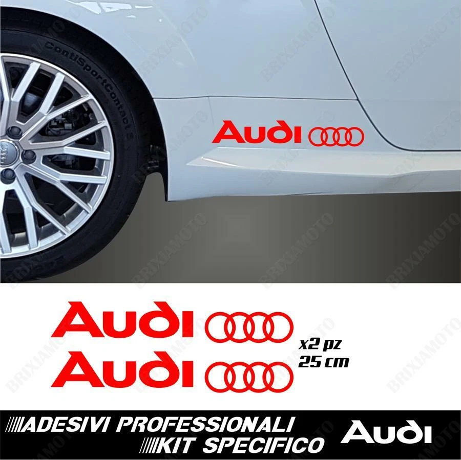 BRIXIAMOTO ADESIVI AUDI FIANCATA 2X STICKERS A3 A4 A5 A6 Q3 Q5 Q7 TT Sline AUTO ROSSO