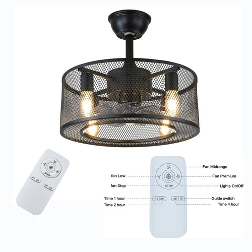 18/20" Ceiling Fan Light Farmhouse Cage Chandelier Pedant Lamp w/ Remote Control - Picture 3 of 107