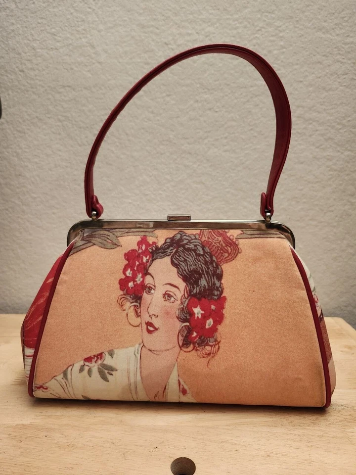 Isabella Fiore Geisha Vintage Raro Cartera Bolso de Mano Original Cuentas Foto 2 de 4