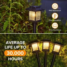 6x Solar Powered LED Patio Lights Garden Landscape Yard Pathway Walkway Lighting