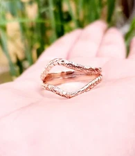 Beautiful Handmade Solid Heavy Pure Copper Adjustable Ring Gift For Her All Size