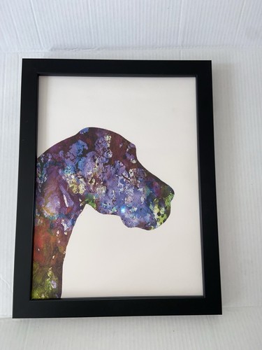 Watercolor Dog Silhouette Canvas 18 X 14” Black Solid Frame Heavy duty Wire Hang - Picture 7 of 16