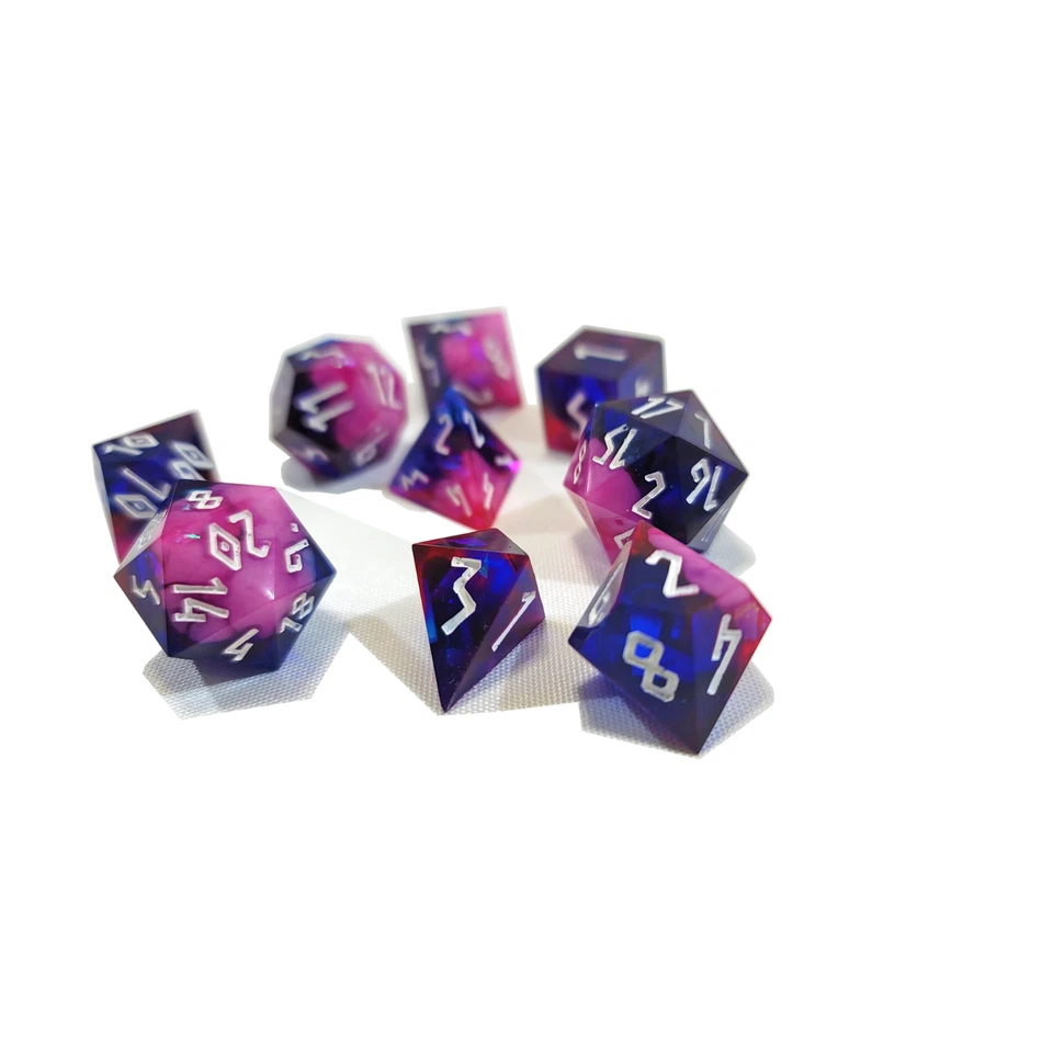 Handmade Resin Art 9-Piece Holographic Foil Dice Set for RPG, Dungeons & Dragons - Image 2 of 4