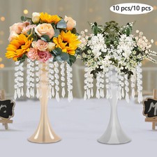 10 PCS 13.77in High Gold/ Silver Iron Acrylic Crystal Flower Arrangement Stand