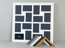 60x60cm Multi Aperture Photo Frame. Sixteen 6x4" Photos. Wooden Collage Frame