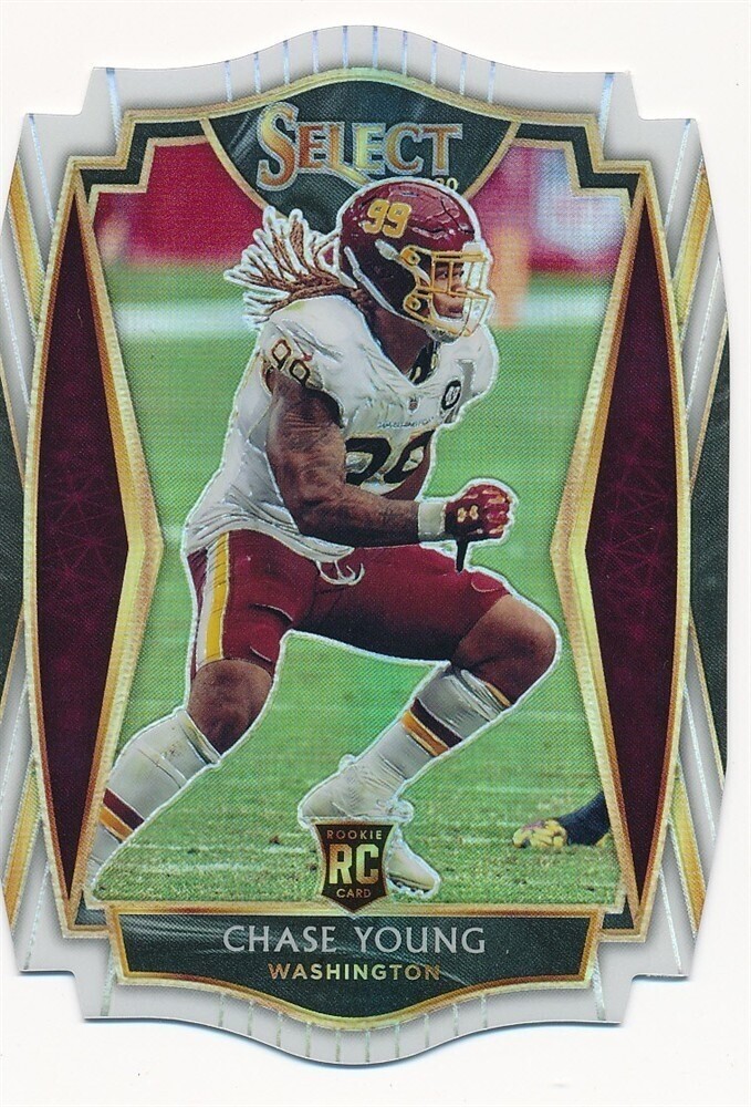 CHASE YOUNG 2020 SELECT WHITE PRIZM DIE-CUT PREMIER LEVEL #164 RC ROOKIE MINT