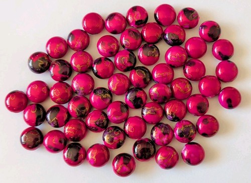 Lot Of 50+ Magenta Colored Round Beads-Bright!