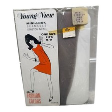 Vintage Mini Look Seamless Stretch Micro Mesh 1st Quality Stockings Gray 9-11