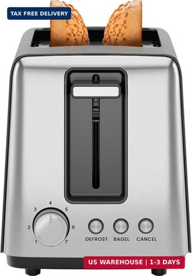 Chefman 2 Slice Toaster, 7 Shade Settings, Removable Crumb Tray, Thick Bread and