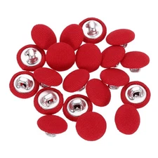 20Pcs Fabric Cloth Covered Button, 11.5mm 18L Metal Shank Buttons, Red