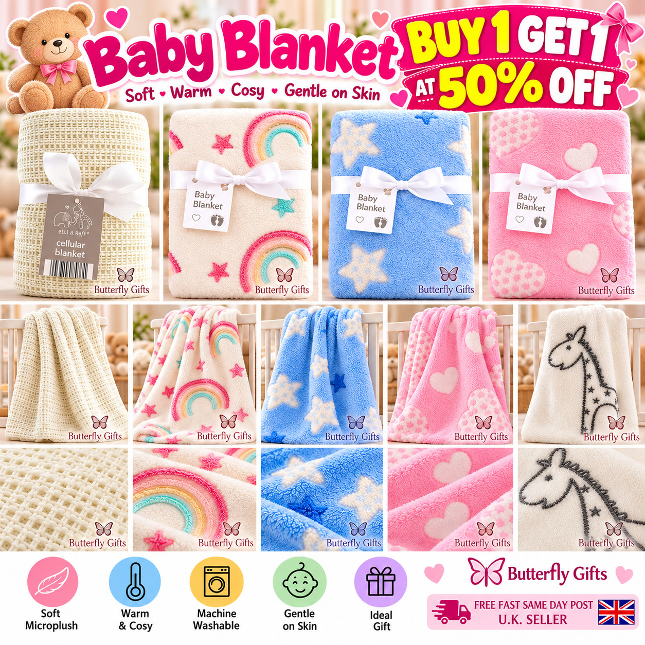 Coperta Neonato Morbida Pile Carrozzina Culla Mosè Cestino Bambina Ragazzo Unisex 0+ Mese