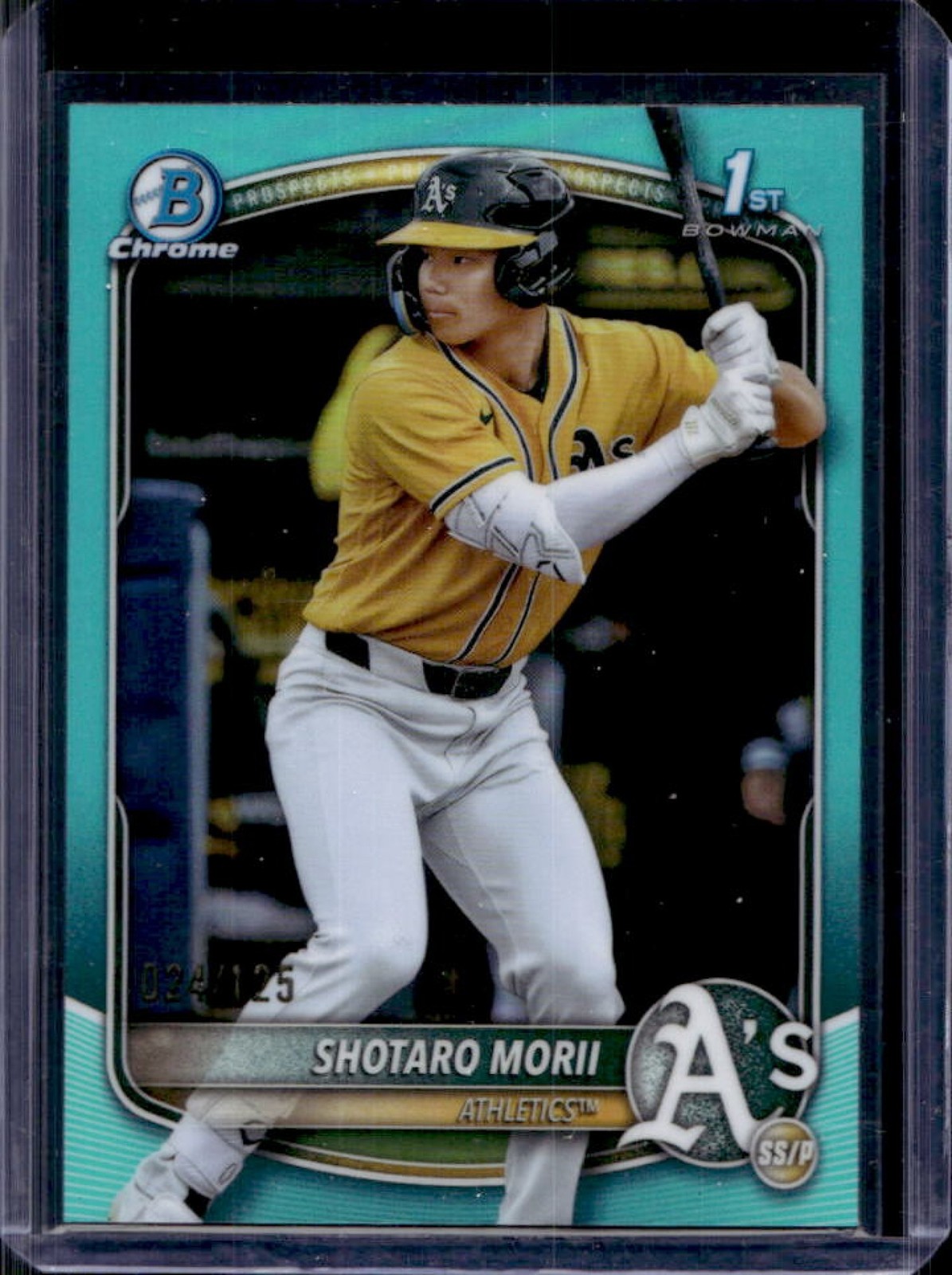 2025 Bowman Chrome Shotaro Morii Aqua Refractor 1st #24/125 Athletics
