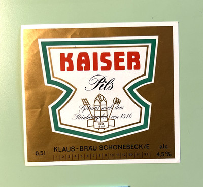Altes Bieretikett ,  KLAUS-BRÄU  + 1992 , Schönebeck  , Sachsen-Anhalt #767 B#