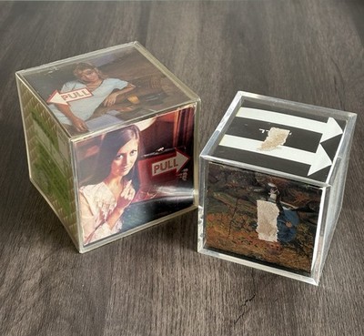 2 Vintage Photo Cube Picture Frames Instamatic & Polaroid Snapshots  Acrylic Box