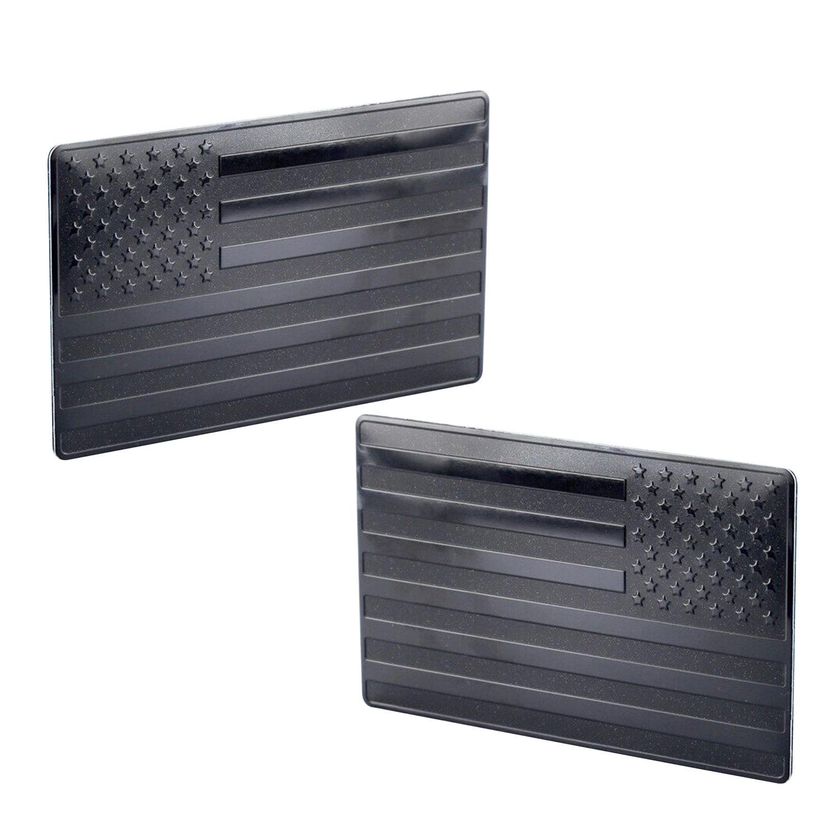 2x 3D American Flag Emblem Sticker Metal Decal Black 5"x 3" Car Truck SUV Decor