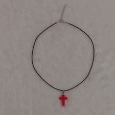 Elegant Clear Red Cross Pendant Necklace