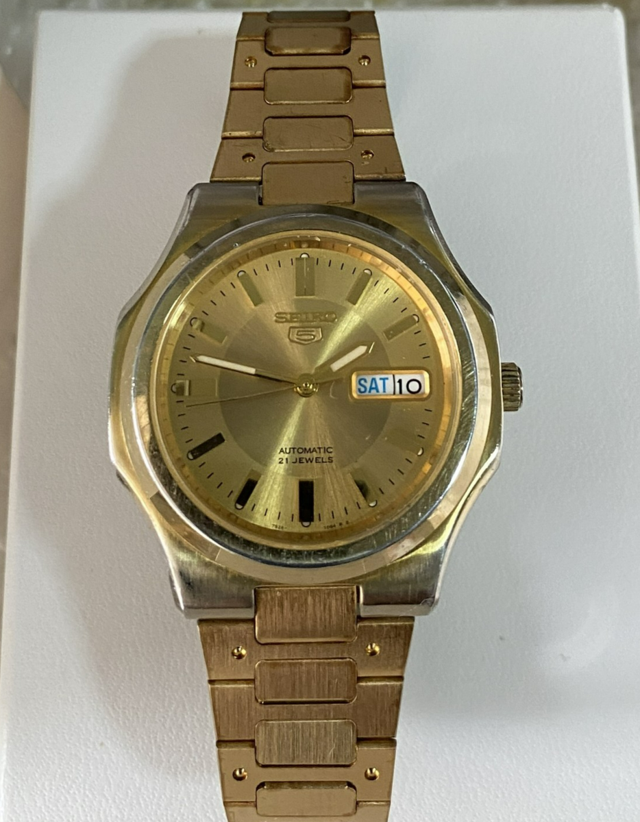 SEIKO5 自動巻き ゴールド　SNKK52 セイコー5　裏スケ　稀少　美品 Seiko 5 Sports Gold Men's Watch - SNKK52 for sale online | eBay