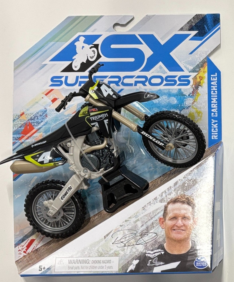 SX Supercross # 4 RICKY CARMICHAEL Triumph BLACK Motorcycle 1:10
