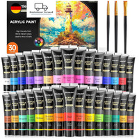 Acrylfarben Set 30 Farben In Tuben 36Ml Mit 3 Pinseln, Ungiftig Und SäUrefrei