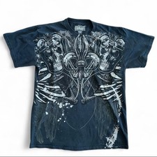 Vintage MMA Elite Fleur De Lis Skull Graphic T-Shirt Y2K Grunge Style