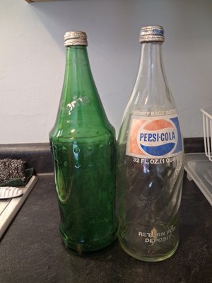 Pepsi And Sprite Vintage Glass Bottles 32oz