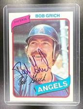 1980 Topps Bob Grich with In Person Auto