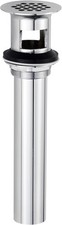 Grid Drain Strainer Assembly Without Overflow for Bathroom Chrome Plated
