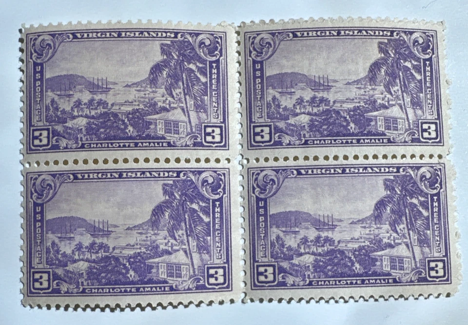 US 1937 Scott #802 Block of 4 - 3 cent Virgin Islands Territory MNH OG - Image 3 of 4