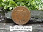 Old Rare Vintage Antique Relic 1848 Large Cent Great Condition Free Coin Case