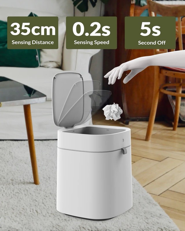 IntreLife Smart Sensor Trash Can Touchless Self-Sealing/Changing 3.5 Gal White