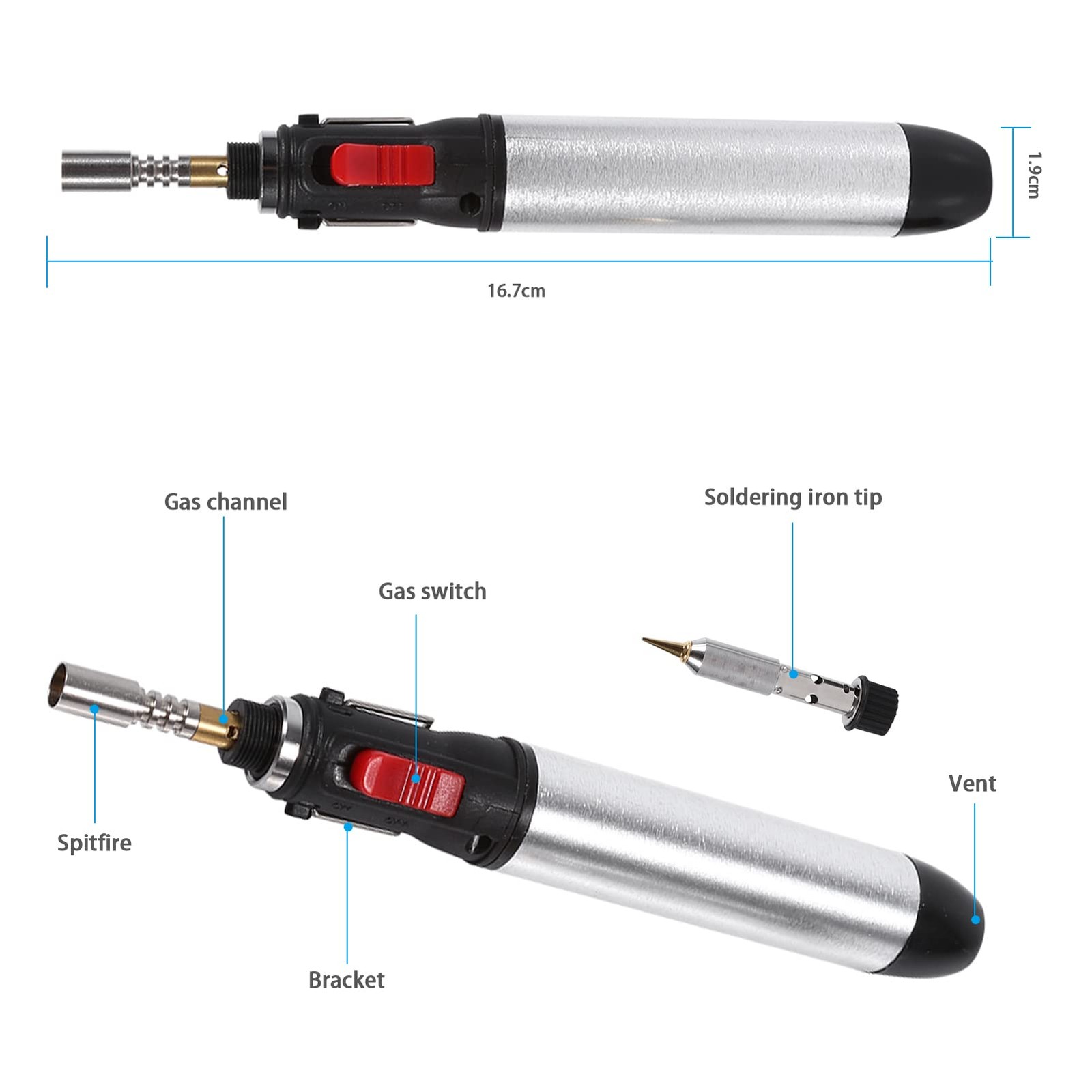 Butane Gas Soldering Iron Kit, 4 in 1 Cordless Adjustable Temperature 250-450...
