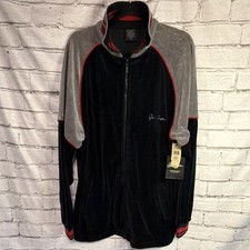 NWT Sean John Loungewear Track Jacket Mens Black Full Zip Embroidered XL Y2K