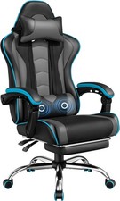 Gaming Chair, Video Game Chair with Massage Lumbar Support and Footrest Height