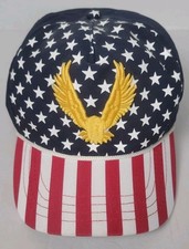 USA Flag American Eagle RARE TRUMP MAGA Made in USA Roped Snapback Trucker Hat