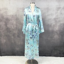 Halston Womens Satin Floral Robe Size S Lounge Romantic Luxury Boudoir Feminine