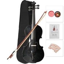 New 4/4 Full Size Acoustic Violin W/ Case Bow Rosin Basswood Maple Gifts Black