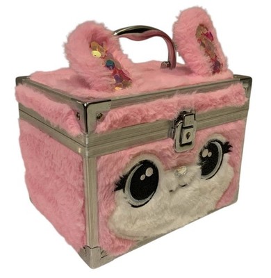 Claire's Furry Bunny Locking Makeup Case Lock Box - Pink w/ Key | eBay
