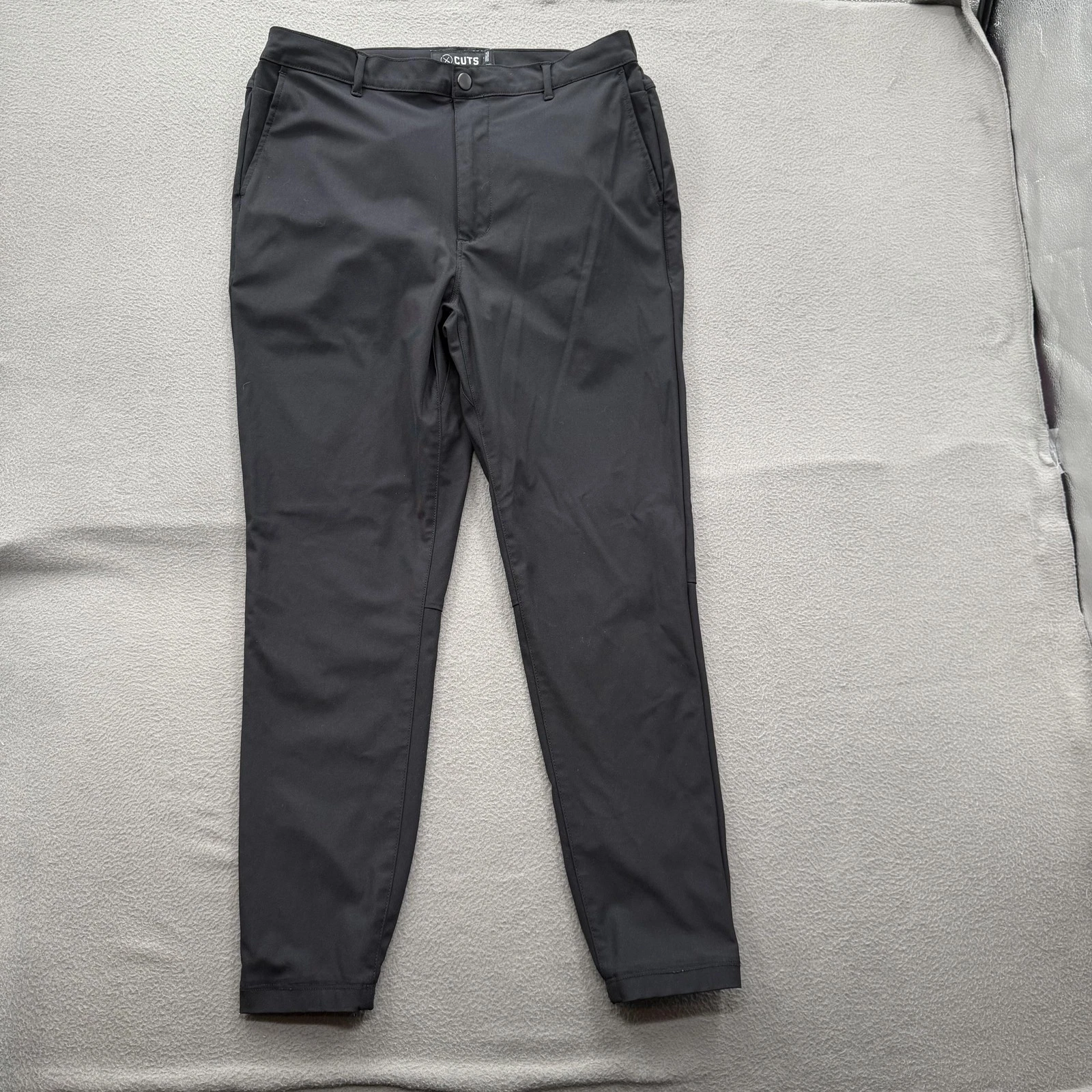 Cuts Jogger Pants Mens Large 32x28 Black Slim Fit Stretch Cuffed Performance