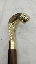 NEW SOLID SPIRAL SNAKE KING COBRA WALKING CANE STICK WOODEN BRASS DESIGN HANDLE