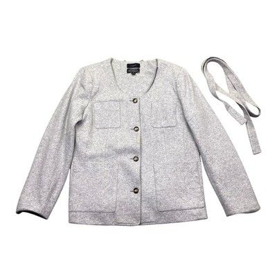 J.Crew Tie-waist Lady Jacket Mario Bellucci Italian Wool Gray Womens 16 BA485