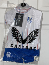 Kit bébé Glasgow Rangers Away - Âge 0-3 mois - Neuf étiquettes blanc bleu Castore