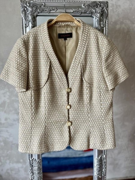 Women Escada Jacket Beige Cotton Linen 38 / M / 46