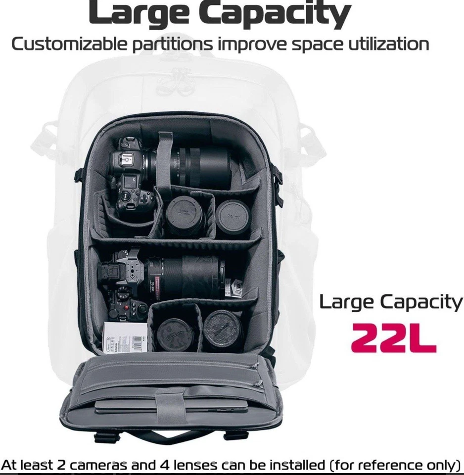 Mochila para cámara ULANZI BP09 bolsa para cámara versátil capacidad 22L con mini bolsa BP14 Foto 3 de 4