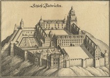 SAARBRÜCKEN - Schlossansicht - Merian - Kupferstich um 1650