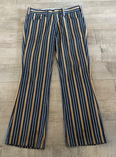 Vtg LEE Fastbacks 70s Hippy Mod Pants Flared Bell Bottom Striped 34x31 NO DUTY