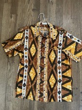 Vintage Aloha Shirt / Holo Holo Tapa bark-clothe / XL -- rare 