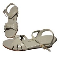 SAS Strippy Quarter Strap Wedge Patent Leather Strappy Sandals 9N Made in USA