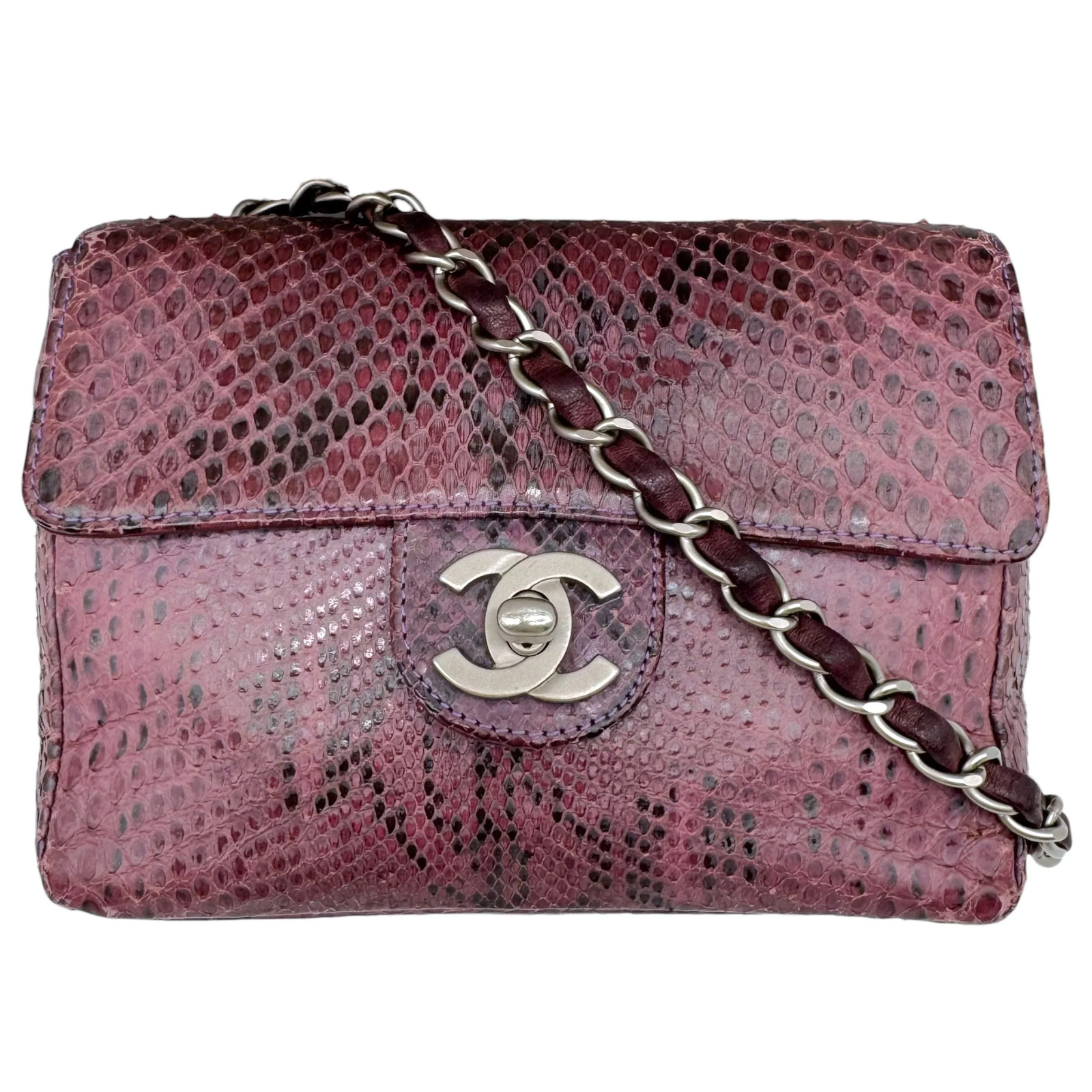 Chanel Purple Python Small Square Flap Bag - image 1